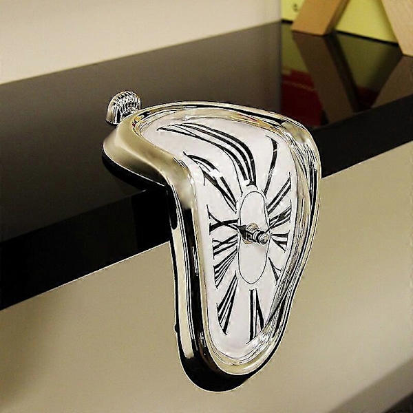 Väggklocka Surrealistisk Smältande Förvrängd Väggklocka Surrealism Salvador Dali Stil Väggdekoration (flera valfria) Silver