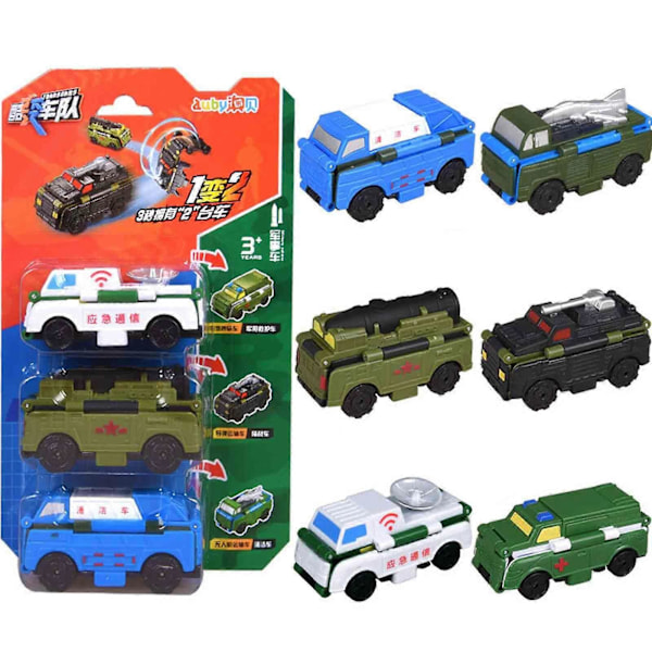 Transformerbara Bilar, Transformerbara Leksaksbilar med Dubbel Design, Vändbar Leksaksbil, Kreativt Mini 2-i-1 Vändbar Billeksaksset, 100% Nytt Military Vehicles