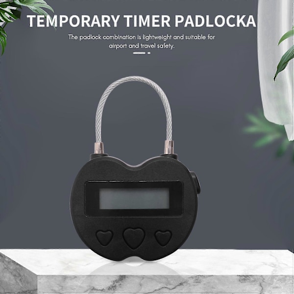 Smart Time Lock LCD Display Tidlås USB Genopladelig Midlertidig Timer Hængeslås Rejse Elektronisk Timer Sort