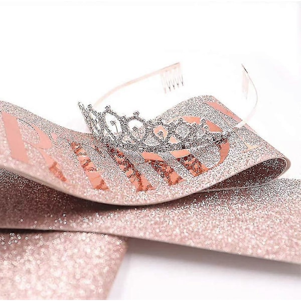 Födelsedagsdrottning Skärp & Strass Tiara - Roséguld Födelsedagspresenter Glitter Födelsedag Skärp Födelsedagsfest Favörer