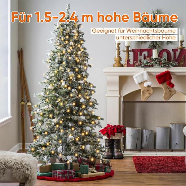 2m juletrebelysning med ring, 280 LED lyslenke
