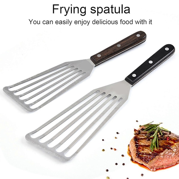 Stekspade för kök, fiskskrapa, halkfri köksredskap, slitsad fiskspade i rostfritt stål för grillning, lyftning, matlagning och stekning (FMY)