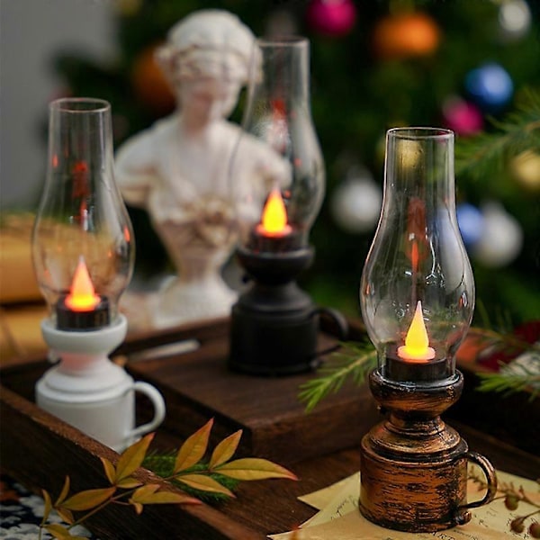 Elektroniskt Ljus Kreativ Nostalgi Vattendroppe Veke Varmt Ljus Säker Fotorekvisita Hög Ljusstyrka 80-tals Retro Stil Elektronisk Fotogenlampa för Red Bronze
