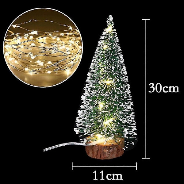 Mini Cederträ Julgran Med LED-lampor Fest Litet Tallträd Hem Juldekor Gåva Warm Light