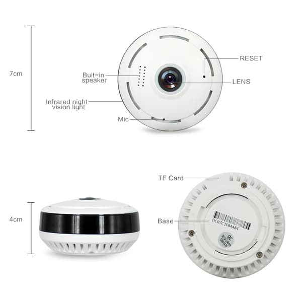 360° IP-övervakningskamera Panorama Full HD 1080P Wifi