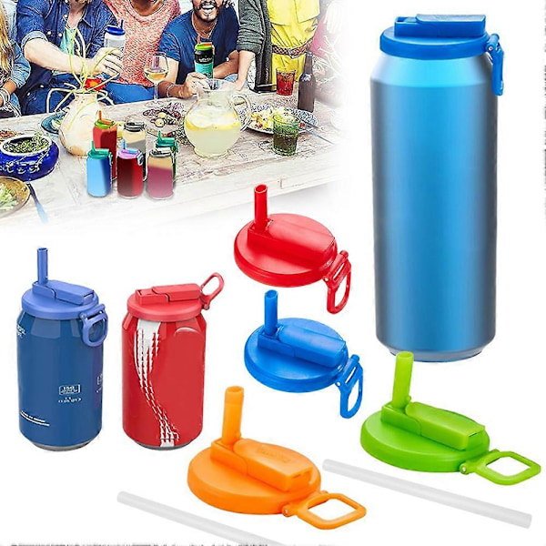 Sugrör Soda Burk Lock Livsmedelsgodkänd Återanvändbart Dryckesburkslock med Sugrör för Soda/Öl/Juicer Green