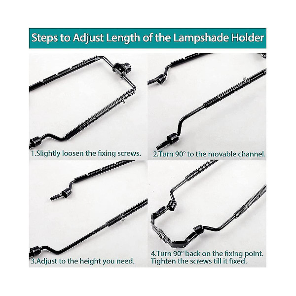 7 tum Lampskärm Harphållare Justerbar Lampharpa Kit E14, e26, e27 Ljusbas Adapter Svart Horn Fra