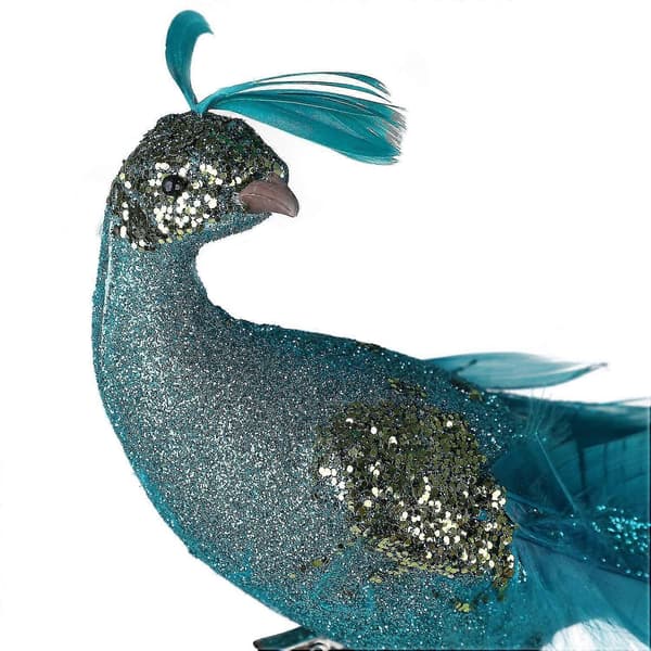 Julglitter Blå Påfågel Clip-On Ornament Heminredning - 2023