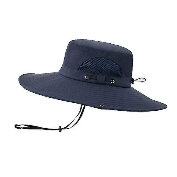 Solhatt för män, vattentät bredbrättad bucket hat UV-skydd boonie hat för fiske vandring trädgård strand 1 st, marinblå)