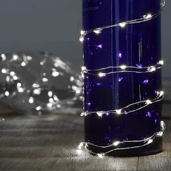 LED Ljusslinga Batteri Koppar Trådsljusslinga 1.2M 24LED Ljusslingor Jul Batteridriven Vattentät Ljus Flaska Dekoration, Kal