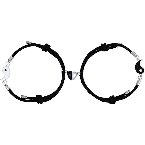 Nylry Bästa Vän Armband för 2 Matchande Yin Yang Armband för Kvinnor Män Yin Yang Långdistans BFF Vänskap Magnetiskt Armband Set för Par Bo