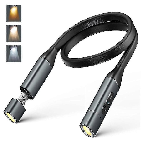 Nackläslampa 1100mAh Flexibel LED Boklampa för Läsning i Sängen på Natten, Hands Free Lampor fo