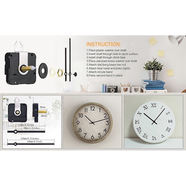 28mm Lång Axellängd Quartz Klockurverk Mekanism Klockreparationskit Klockmekanism Ersättning DIY Mo Black