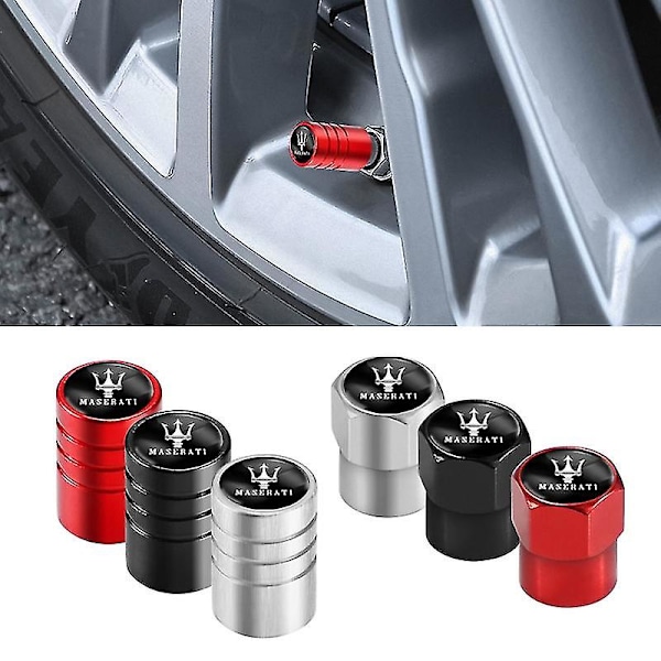 4 st Metall Hjul Däckventilhattar Tillbehör kompatibla med Maserati Ghibli Mc20 Levante Grancabrio Granturismo Spyder Coupe Shry-I-I