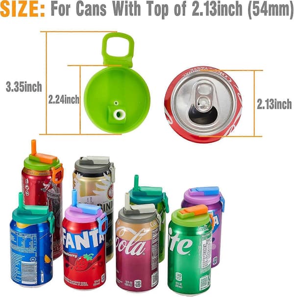 4-pack läskburkslock med sugrör, återanvändbara lock för läskburkar, drycker, juice och seltzer