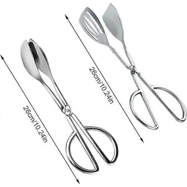 Köksstänger i rostfritt stål, 2 stycken salladsstänger i rostfritt stål, salladsstänger, bufféstänger, salladsbufféstänger (silver) (FMY)