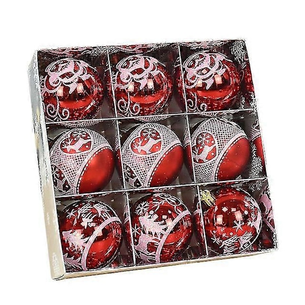9 st/förpackning 6 cm Roséguld Julkula Dekoration Älg Tomte Julkulor Hänge För Julgran Hem Hängande Ornament Nyår Red