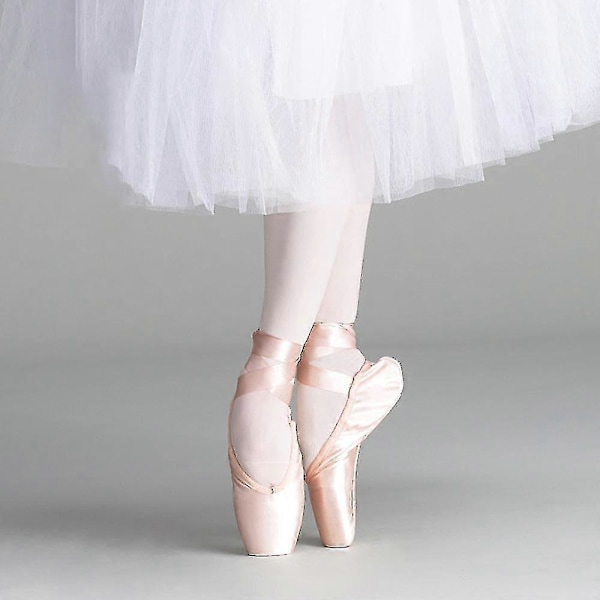 Balett Poängskor Flickor Kvinnor Band Ballerina Skor Med Tådynor--