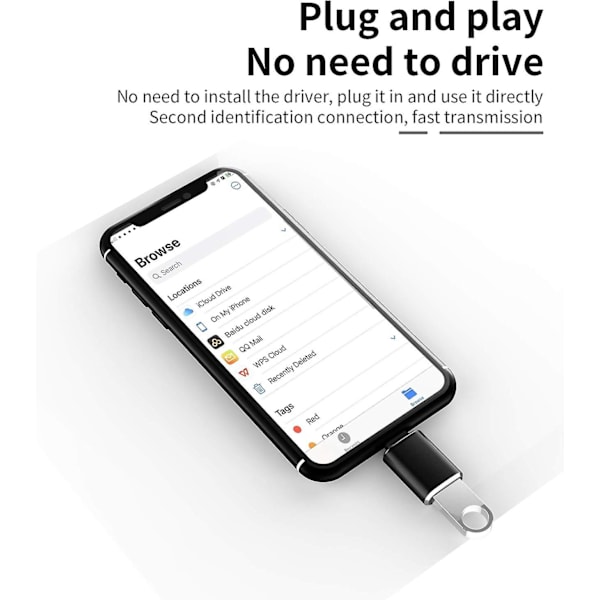 Lightning Han till USB3.0 Honadapter OTG-kabel för iPhone 12 11 Xr X XS 8 7 Plus Max Kompatibel med iPad Air Pro Mini, Stöd för Kamerakortläsare M