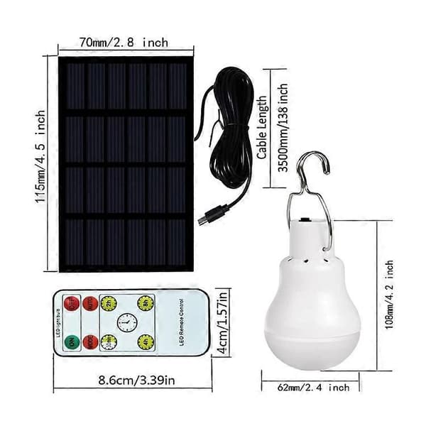 2 Bærbare Solcelle Campinglamper, LED Solcellepære Solcelle Nødlys Havelanterne Solcellebelysning med Krog Pærepanel til Camping, Fiskeri