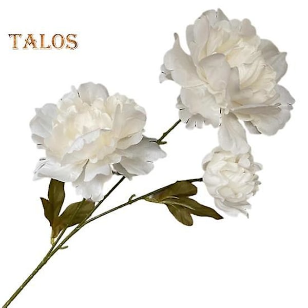 Dekorativa konstgjorda blommor, 3 huvuden i en dekoration, pastoral stil, utsökt simuleringsväxt, falska sidenblommor, heminredning milk white