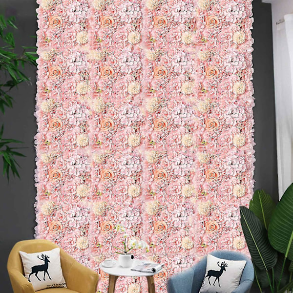 Konstgjord Blomstervägg Realistisk Lättskött Fotorekvisita Konstgjord Rosbakgrund Bröllopsvägg De Light pink
