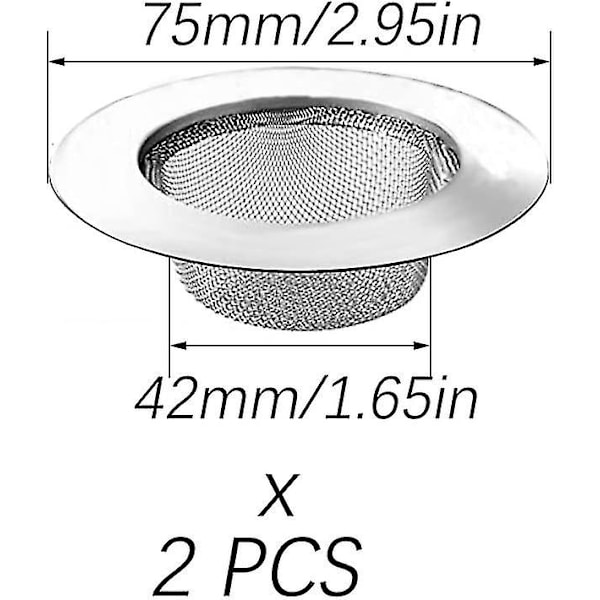 2-pack Avloppssil, Rostfritt Stål, Avloppssil, Duschsil, Handfatssil, Avloppssil för Dusch, Badkar, Kök