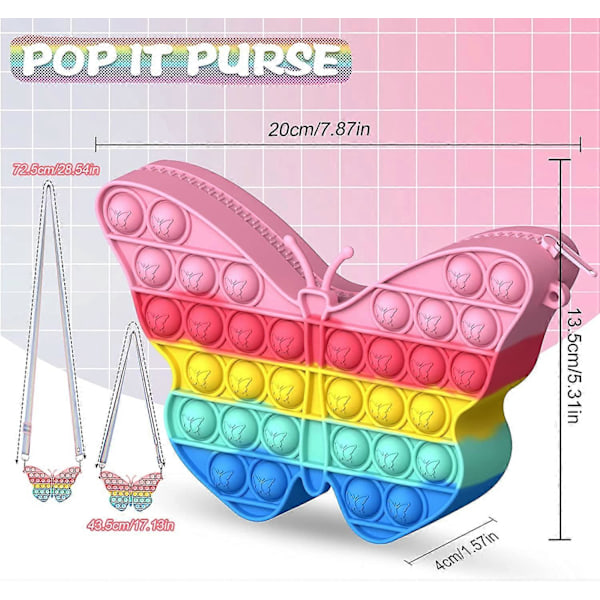 Pop Fidget Väska för Flickor, Fidget Leksaker Väska Tryck Bubbla Popper Handväska Crossbody Väska för Flickor Kvinnor, Stress Relief Fidgets Skolmaterial (FMY)