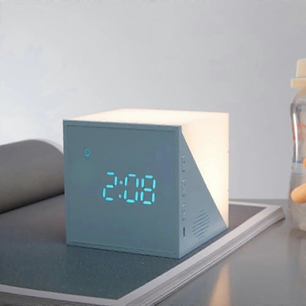 Ny Sunrise Väckningslampa Väckarklocka Färgglad Nattlampa Solnedgång Smart Ljudkontroll Lampa Timer Termometer Batteridriven C