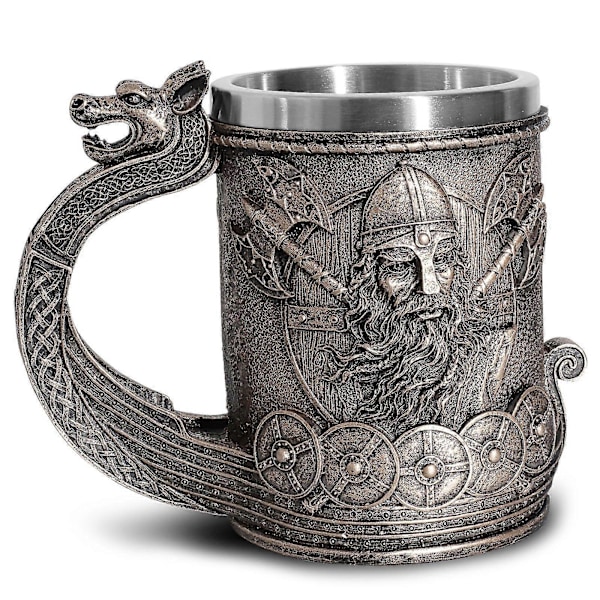 Viking Pirat Ölmugg Stor Vattenmugg Rostfri Stålmugg Harts Hantverk