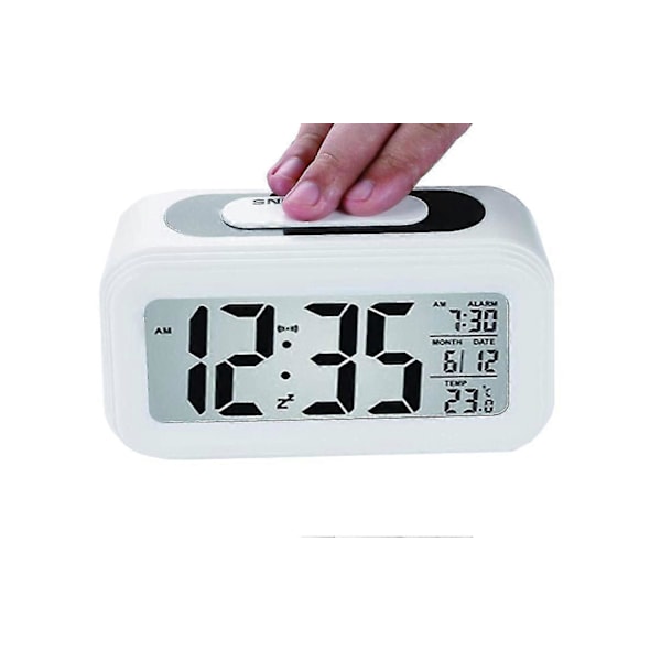 Digital Väckarklocka, LED Intelligent Nattlampa Digital Väckarklocka White