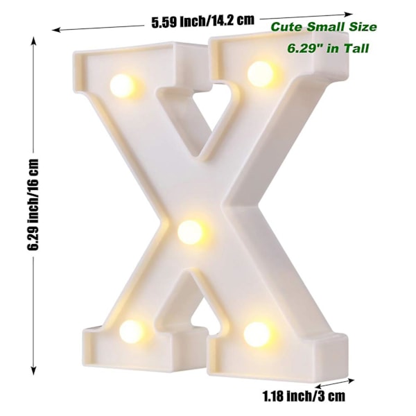 ZHOUBA LED Bokstavslampa Strömbrytare Design Vattentät Alfabet Bokstav Nattlampa för Fest Klubb Bar X
