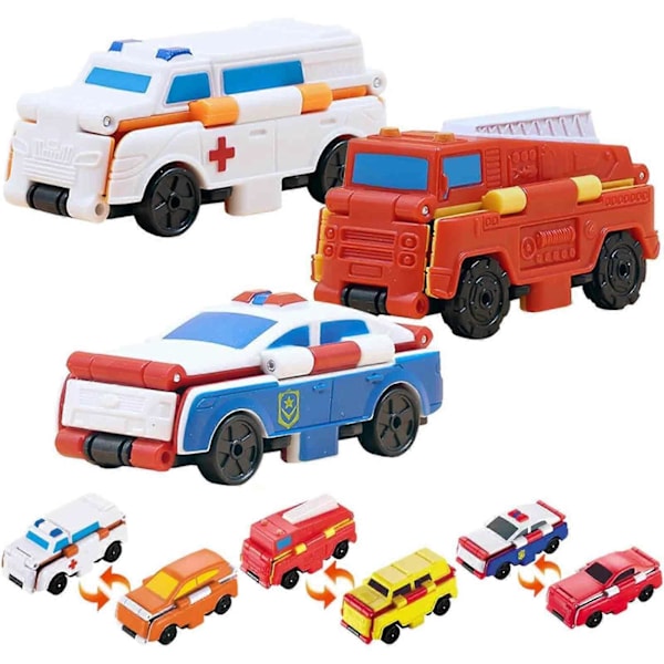 Transformerbara Bilar, Transformerbara Leksaksbilar med Dubbel Design, Vändbar Leksaksbil, Kreativt Mini 2-i-1 Vändbar Billeksaksset, 100% Nytt Construction Vehicles
