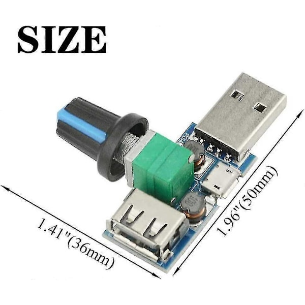 3 stk. USB Viftehastighetskontroller, mini DC 4-12v til 2.5-8v 5w Regulator Hastighetskontrollknapp med Bryter