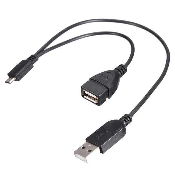 OTG Host Strömdelare Y Micro USB Hane till USB Hona Adapter Kabel