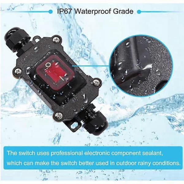 IP67 Vandtæt Inline Switch 12V DC 20A Høj Strøm Vandafvisende Switch
