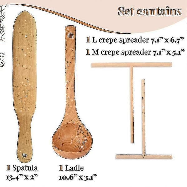 Crêpe Spreder Spatel Og Øse Sæt, til Nonstick Disc Pan Crêpe