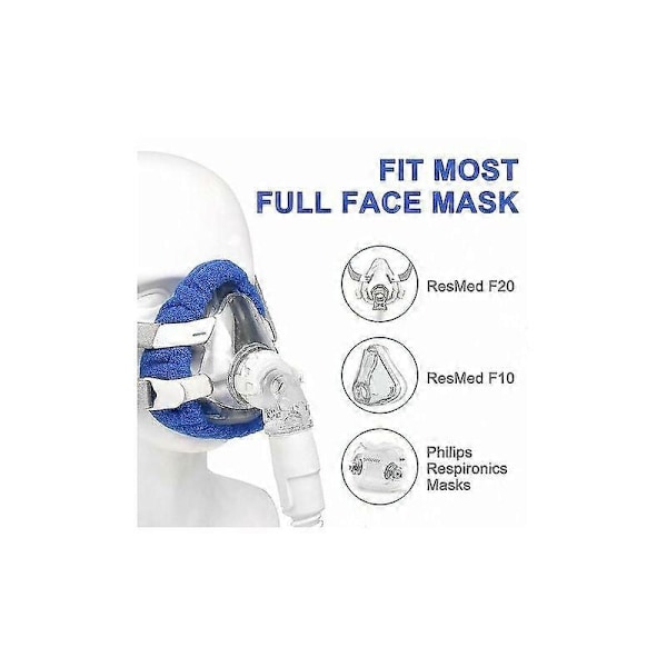Heltäckande CPAP-maskfodral, Återanvändbara CPAP-masker Beige, Mjuka bomullsöverdrag, Blå