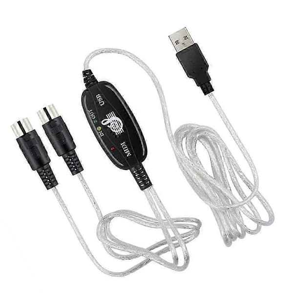 180 X2cm USB-adaptere Midi-interface USB-midi-kabel Midi-adapterledning Midi-keyboard Midi-USB-kabel Klaver