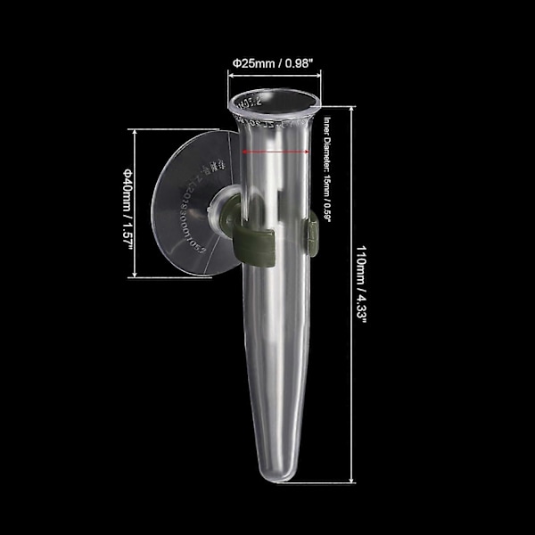 Blomstervattenrör med Sugkopp, 3 st 15 mm ID 10 cm Väggmonterad Vas i Plast