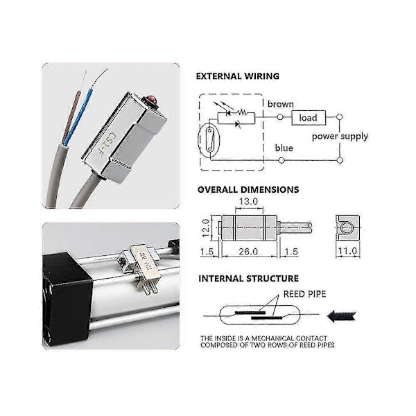 Cs1-f Magnetisk Luftpneumatisk Cylinder Magnetisk Reed-brytare Sensor Dc Ac 5v- 240v