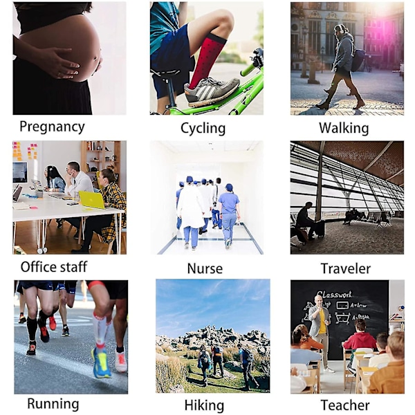 4 Par Kompressionsstrumpor för Kvinnor & Män Cirkulation, Bästa Stödet för Sjuksköterskor, Löpning, Vandring