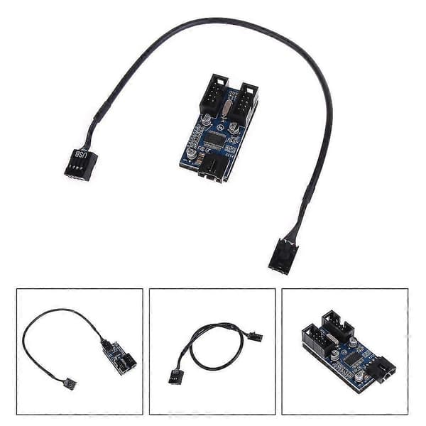9-pin USB Header Splitter 1 til 2 Hun Forlængerkabel Kort til Bundkort