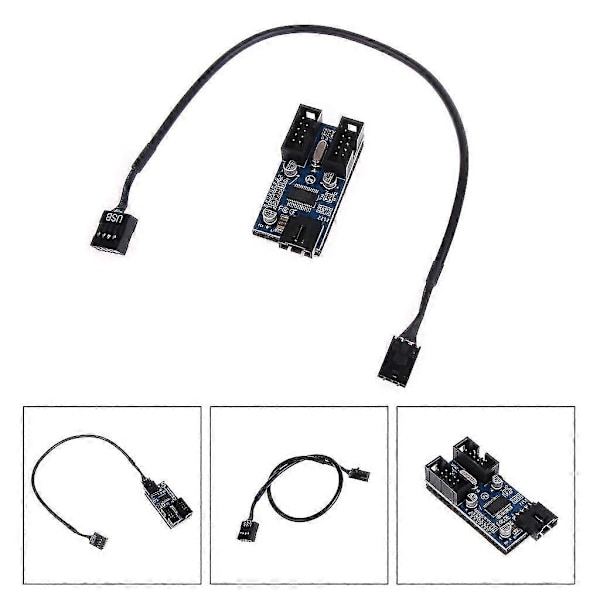 9-pins USB Header Splitter 1 till 2 Hona Förlängningskabel Kort För Moderkort