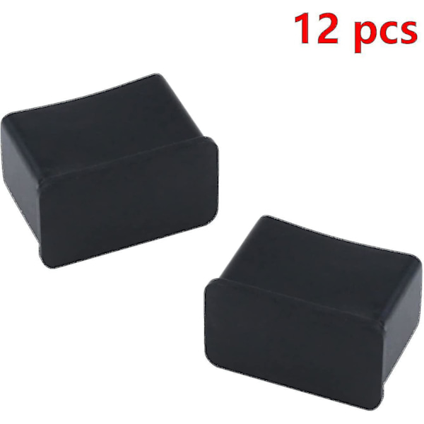 12-pack 15 x 30 mm Svarta Rektangulära Gummifiltsskydd för Bord- eller Stolsben YVE