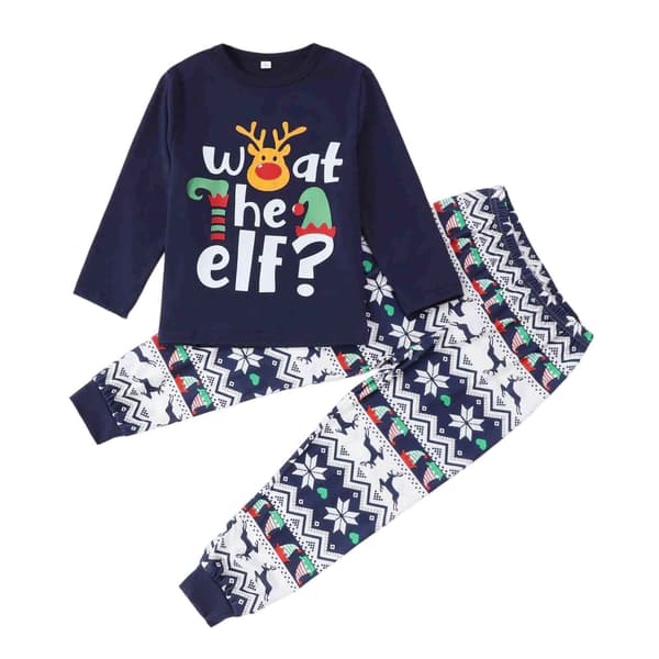 Nyt jule-pyjamassæt med bogstavprint til forældre og børn, hjemmetøj 0851 Daddy S