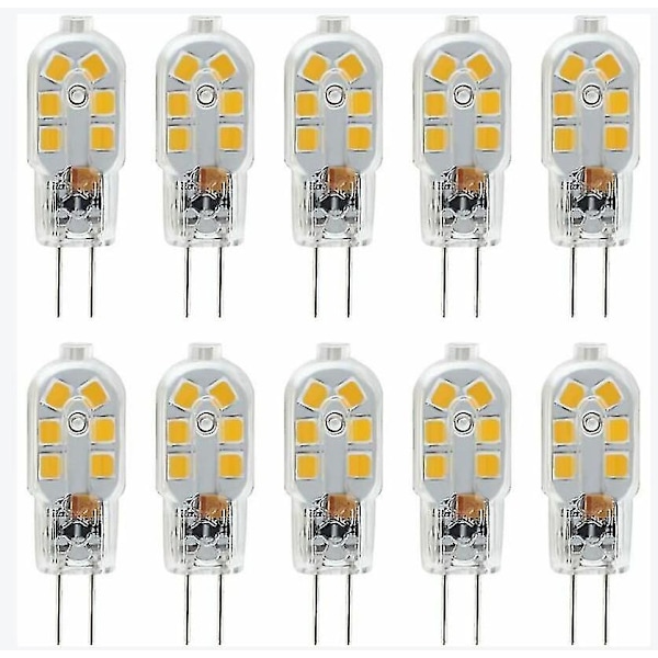 12V G4 LED-lampa, 1W motsvarande 10W halogenlampa, varmvit 2700-3200K, ej dimbar, 10-pack