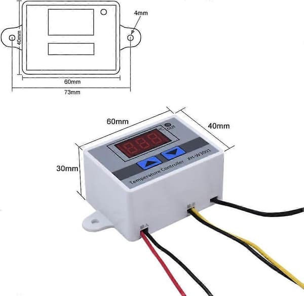 220 Digital LED Temperaturkontroller Modul, XH-W3001 Termostatbryter med Vanntett Probe, Programmerbar Varmetermostat