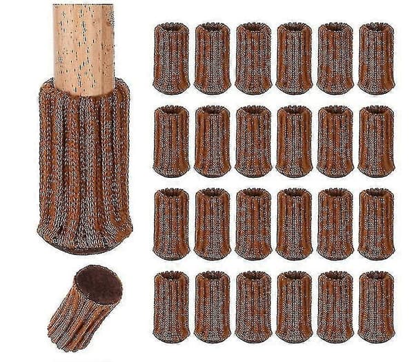 24-pack Stolskyddsstrumpor i Stickat Material för Möbelfötter Brown