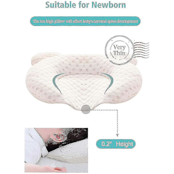 Muitar Mjuka Babykuddar Unisex Nyfödda Huvudformande Spädbarnsstöd Sovande Huvudkudde (FMY)